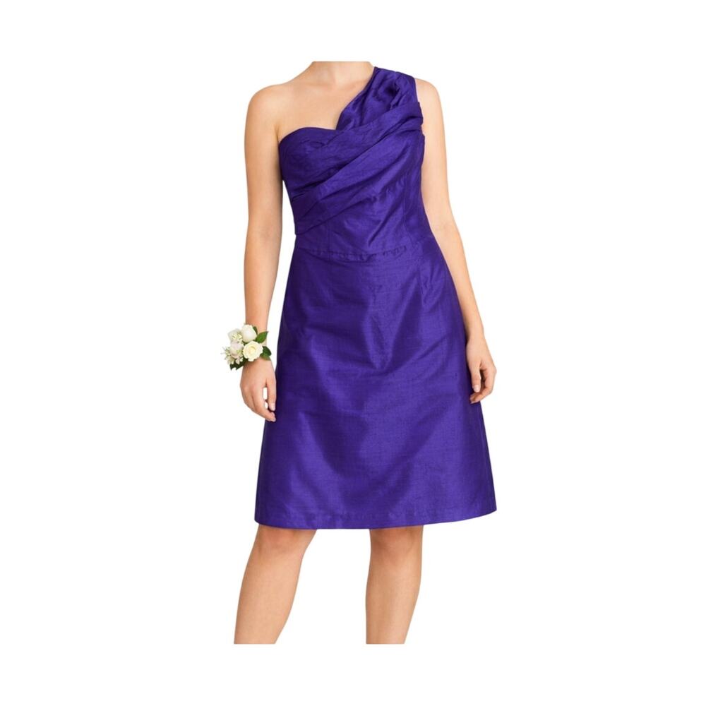 Watters & Watters Silk Dress Size 6 One Shoulder Purple Formal Cocktail Vintage